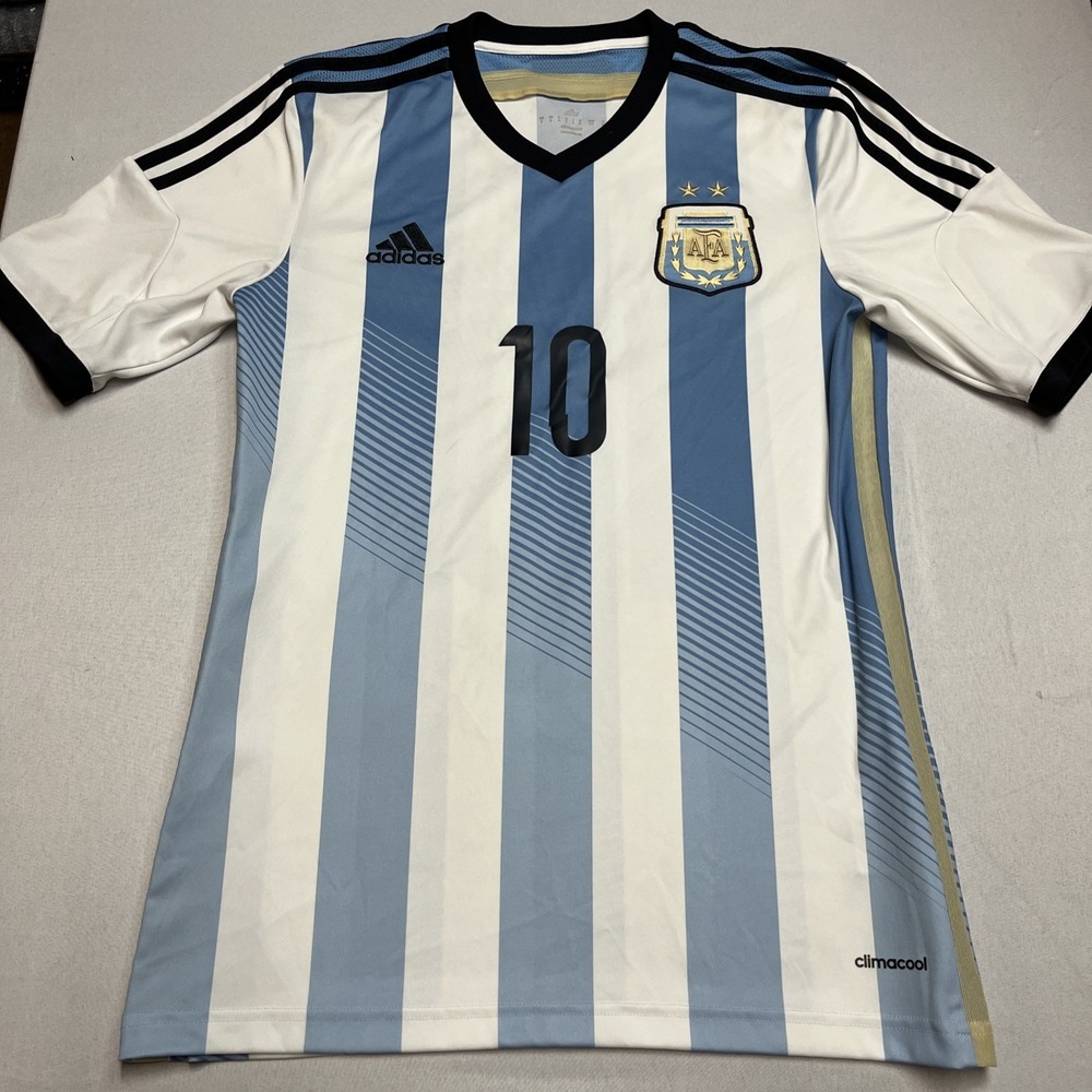 Adidas 2014 Messi Argentina Soccer Football Jersey S Home Blue White AFA Patch - Picture 2 of 9